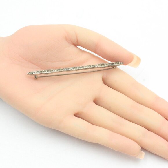 STERLING SILVER ANTIQUE ART DECO PASTE GLASS PIN - Picture 2 of 8